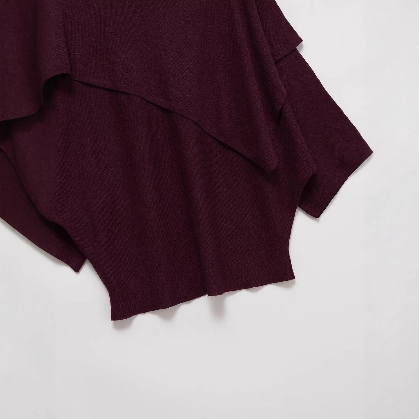 Round neck long sleeved layered decorative pullover sweater top for women