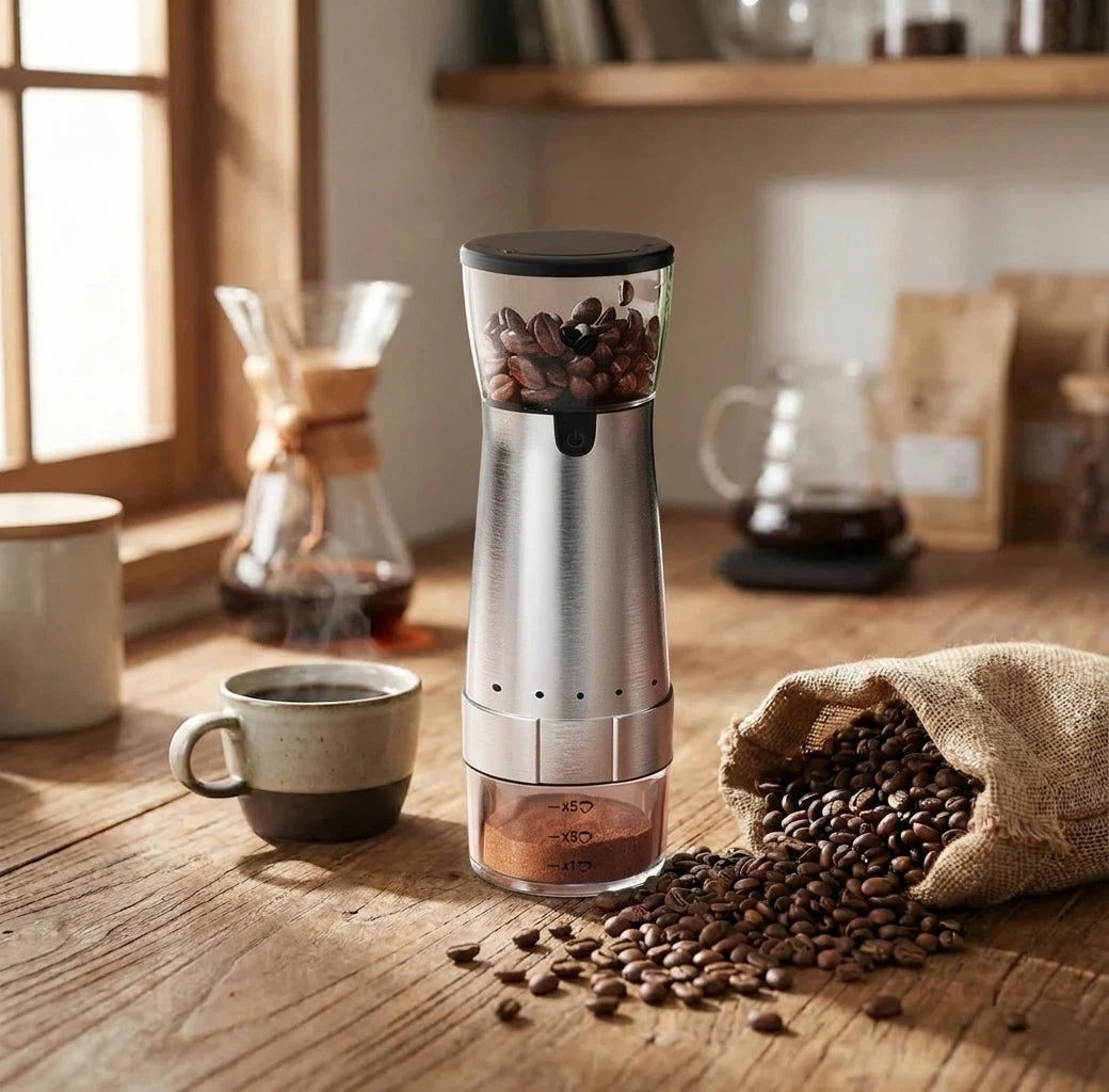 Portable cordless electric coffee grinder